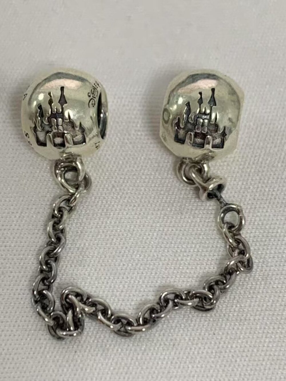 Pandora Charm Wonderful World Park Castle Starry Sky Safety Chain, S925 Silver